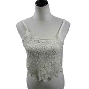 Rave White Crochet Lace Cropped Tank Top Size XS